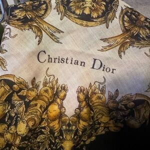 Dior Gold and Black Baroque Print Scarf